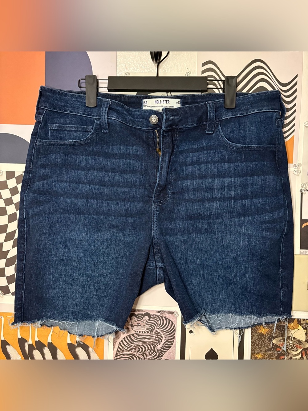 Hollister Curvy High-Rise Super Skinny Jeans Size 16R W33 Dark Wash
